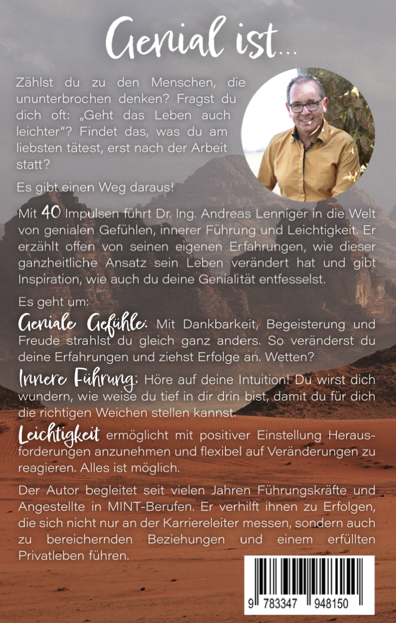 Rückseite des Buches 40 Wege zur Genialität